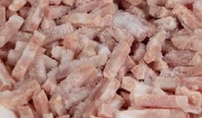 Sliced pork lardons per kg frozen