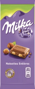 Milka milk/nuts chocolate bar 100gr